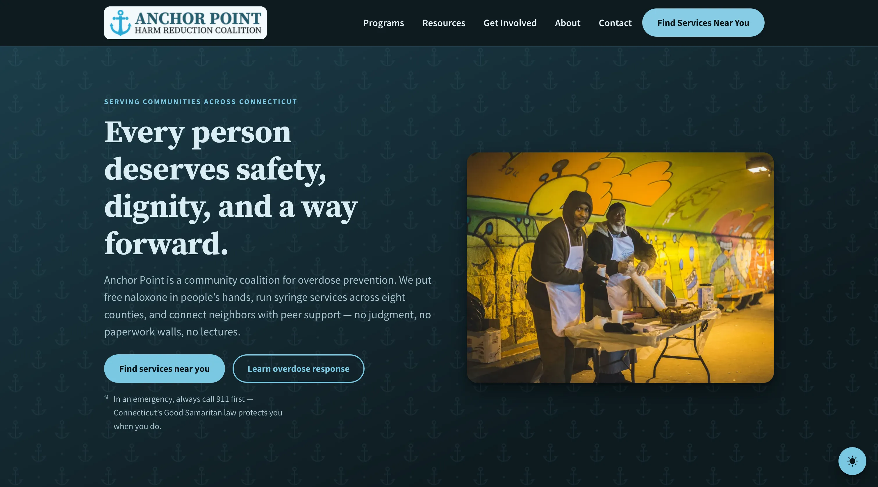 Homepage of the Anchor Point Harm Reduction Coalition website