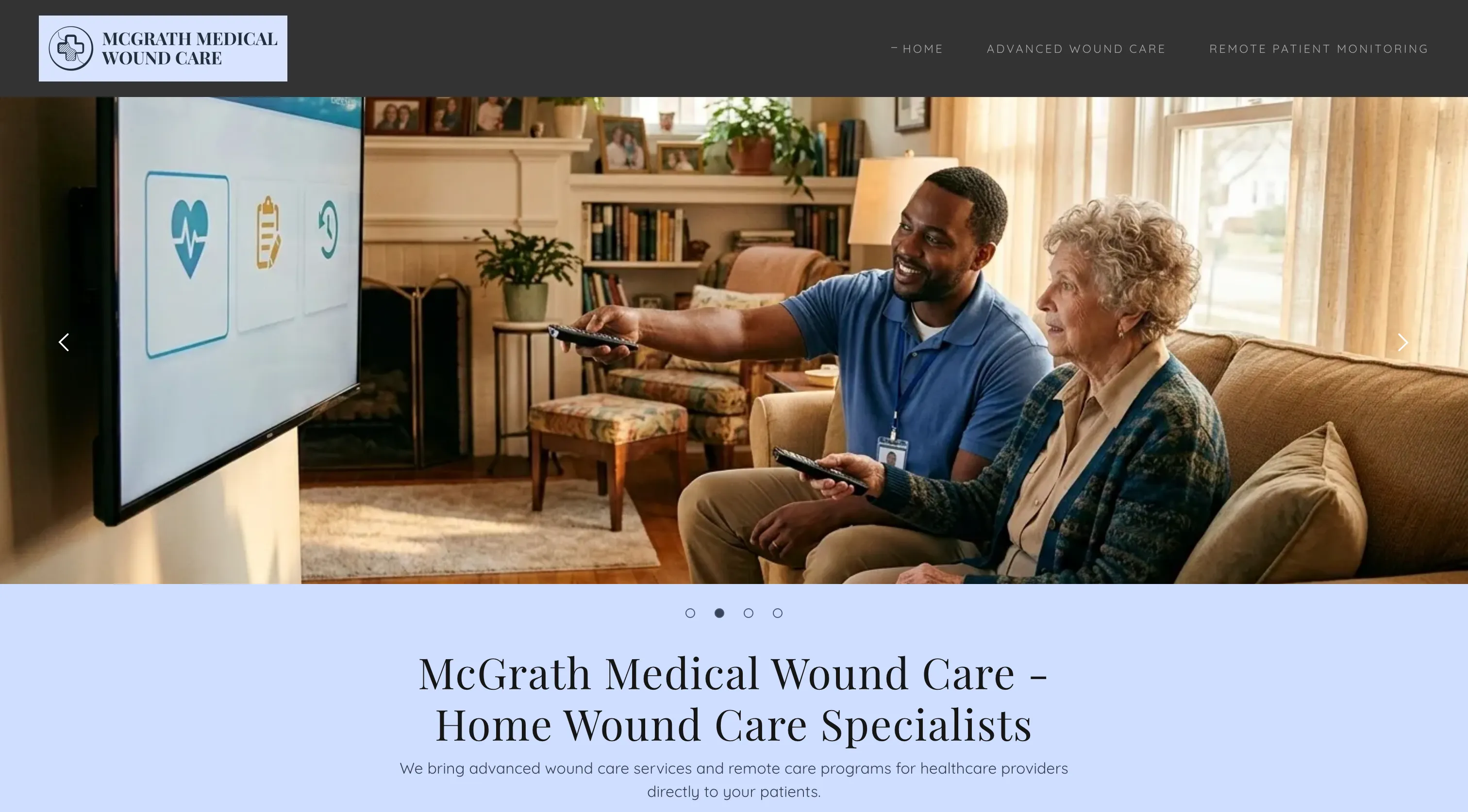Homepage of the McGrath Medical Wound Care website